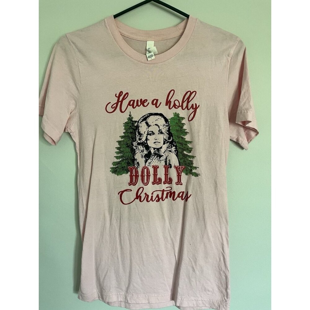 Have A Holly Dolly Christmas Pink T Shirt Size Small